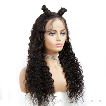 Transparent Lace 28 Inch Water Wave Full Lace Wig,Perruque Peruvian Full Lace Wigs Human Hair,180% Density Lace Wig With Bangs